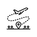 Black line icon for Flight, gps and transport