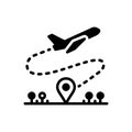 Black solid icon for Flight, gps and transport