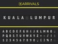 Flight info banner board with Kuala Lumpur typed by airport flip scoreboard mechanical font with airline arrivals icon