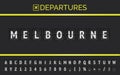 Flight info of destination in Australia Melbourne with flip board mechanical font with airplane departure icon . Vector