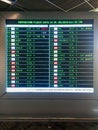 flight information board at Donmueang airport, Thailand