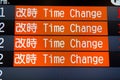 Flight information board with time change flights