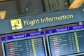 Flight information display panel showing departing flights