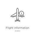 flight information icon vector from aviation collection. Thin line flight information outline icon vector illustration. Outline, Royalty Free Stock Photo