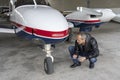 Flight Instructor Going Through a Pre-Flight Pilot External Check Royalty Free Stock Photo