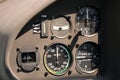 Flight instruments in airplane cockpit