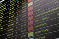 Flight itinerary at the airport information board Royalty Free Stock Photo