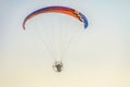 Flight on motor glider over the tops of green trees. Festival of aeronautics `Nebosvod of Belogorie`.