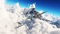 Flight of the Mustangs . P51 mustangs returning home from a mission high above the clouds