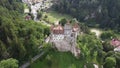 flight over ancient dracula castle in transelvania romania