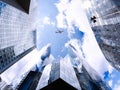 Flight over the business district of La Defense Royalty Free Stock Photo