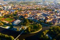 Flight over the city Ceske Budejovice