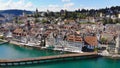 Flight over the city of Lucerne in Switzerland Royalty Free Stock Photo