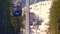 Flight over the famous village of Andermatt in Switzerland in winter