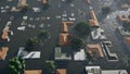 Flight over Flooded City with people sitting on roof tops for being rescued