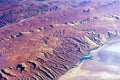 Flight over the Middle East. View of the mountains of Iran. Top view.