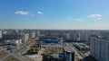 Flight over Moscow, shooting with the air, drone view