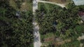 Flight over the road in the jungle on the island of Koh Phangan