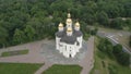 Flight over Saint Kateryna Cathedral near the Avenu of Heroes in centre of Chernihiv city, Ukraine.
