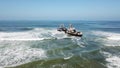 Flight over a ship wreck along skeleton coast in Namibia