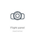 Flight panel icon. Thin linear flight panel outline icon isolated on white background from airport terminal collection. Line