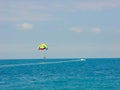 Flight on a parachute over the sea