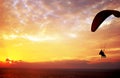 Flight of paraplane above Mediterranean sea