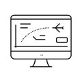 flight path computer simulator line icon vector illustration