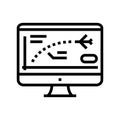 Flight path computer simulator line icon vector illustration