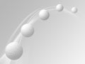 Flight path of golf ball. 3D Illustration