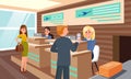 Flight Registration in Airport Flat Illustration.