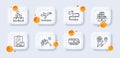 Flight sale, Online storage and Inventory checklist line icons pack. For web app. 3d glass buttons. Vector