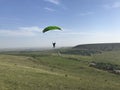 Flight school of paragliding. Beautiful view. Adrenaline. Royalty Free Stock Photo