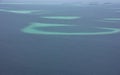 Aerial view of atolls from seaplane, Maldives