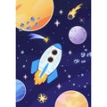 Flight of a space rocket in the galaxy among planets and stars Royalty Free Stock Photo