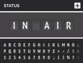 Flight status board says airplane is in air. Vector airport scoreboard concept with flip 3d font