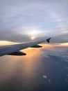 Flight Sunset over English Channel
