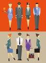 Flight team captain and attendants Royalty Free Stock Photo