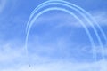 Flight of three jet planes - acrobatics on Airshow