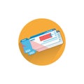 flight ticket flat icon with long shadow. boarding pass flat icon Royalty Free Stock Photo