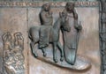 Flight to Egypt, Door of the basilica of the Annunciation, Nazareth Royalty Free Stock Photo