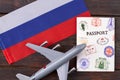 Flight to Russia and tourism concept. Royalty Free Stock Photo