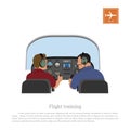 Flight training. Cabin of the aircraft from the inside. Airplane piloting lessons Royalty Free Stock Photo