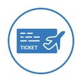 Flight, travel, ticket icon. Blue color design