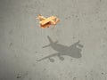 The flight wood airplane with the shadow plane Royalty Free Stock Photo