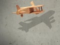 The flight wood airplane with the shadow plane