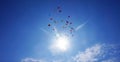 Flighting in the blue sky balloons