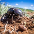 Flightless Dung Beetle in the Addo Elephant National Park Royalty Free Stock Photo