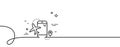 Flights application line icon. Airplane phone app sign. Continuous line with curl. Vector