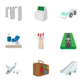 Flights icons set, cartoon style